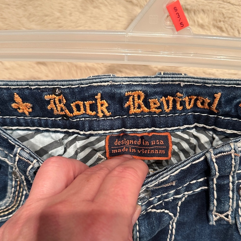 Rock Revival bootcut “freesia” Blue Denim Jeans bling butt size 26 - Picture 3 of 6